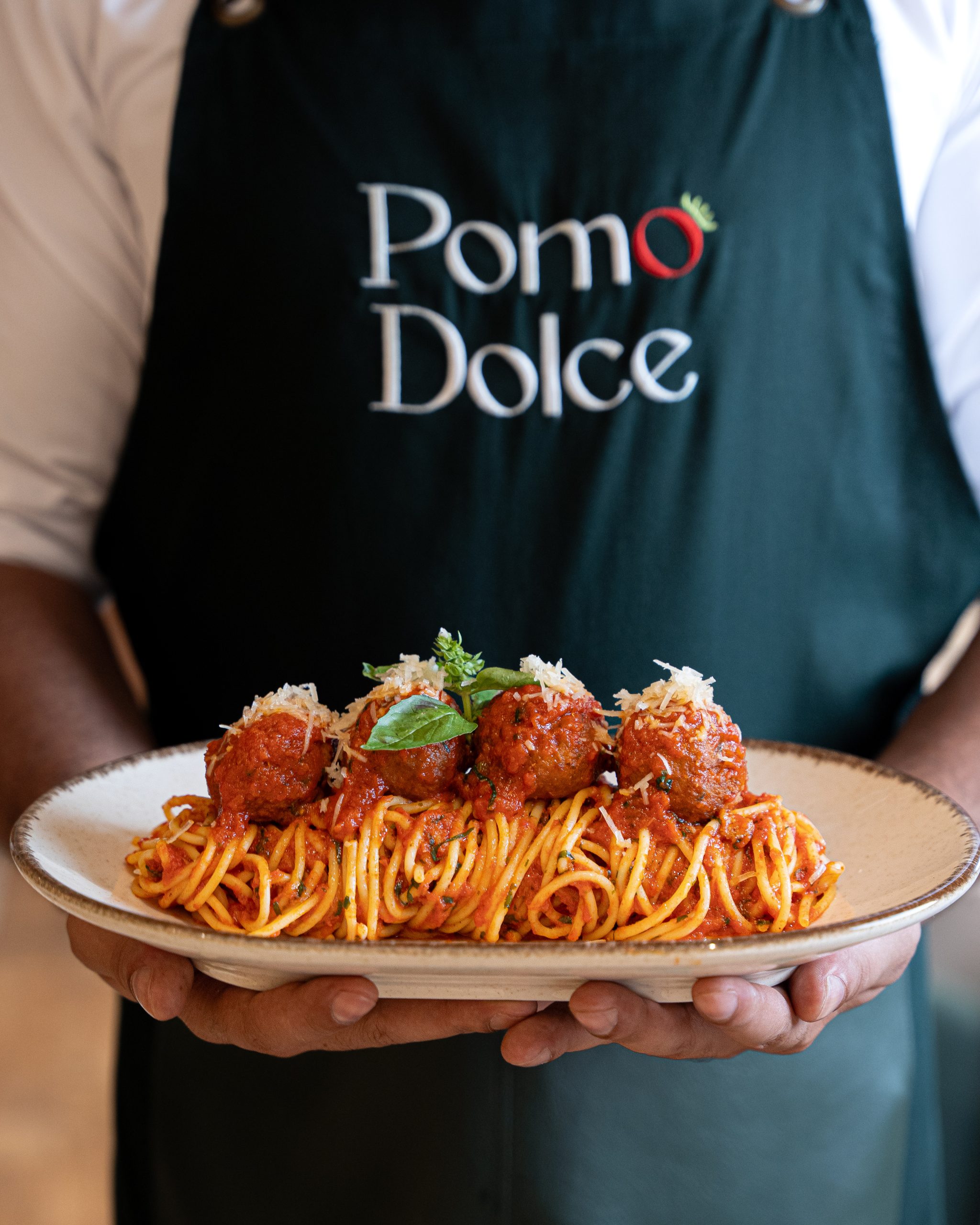 Spaghetti alla Sophia aux boulettes maison chez Pomo Dolce