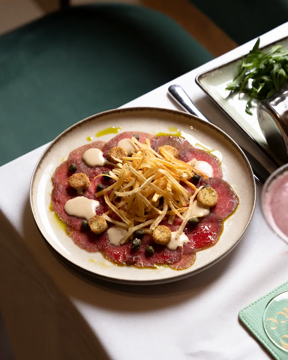 Finely sliced beef carpaccio