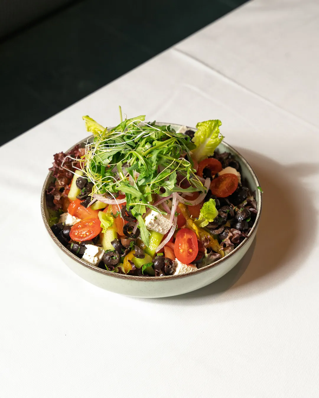 Greek salad with olives and feta